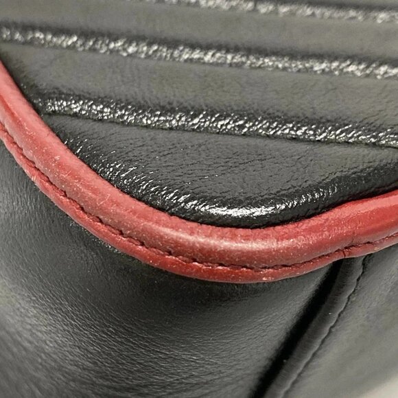 Auth GUCCI GG Marmont mini top handle bag 583571 Black Red Leather Handbag - Picture 4 of 16